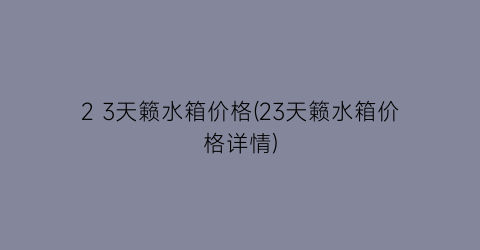 2 3天籁水箱价格(23天籁水箱价格详情)